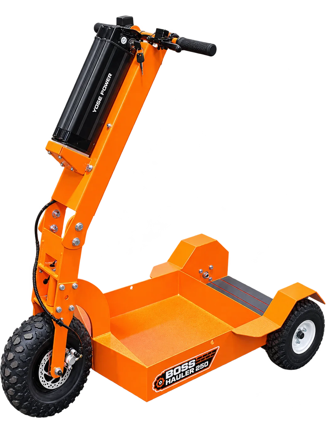 Three-quarter view of orange Boss Hauler 250